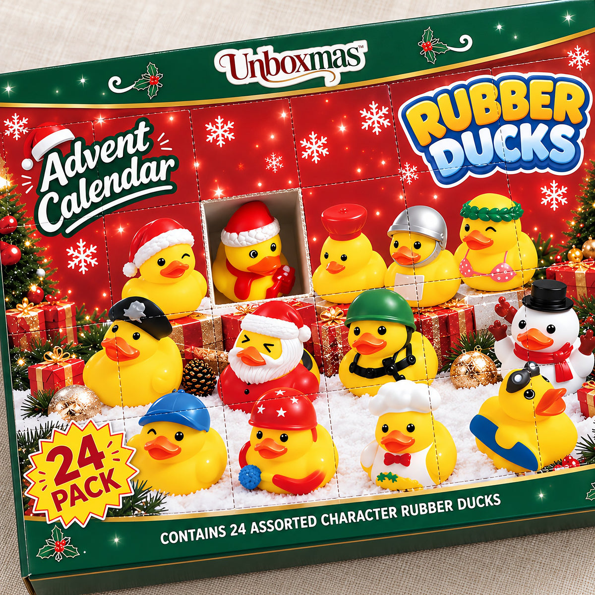 Costume Ducks calendar with one door open and a duck inside