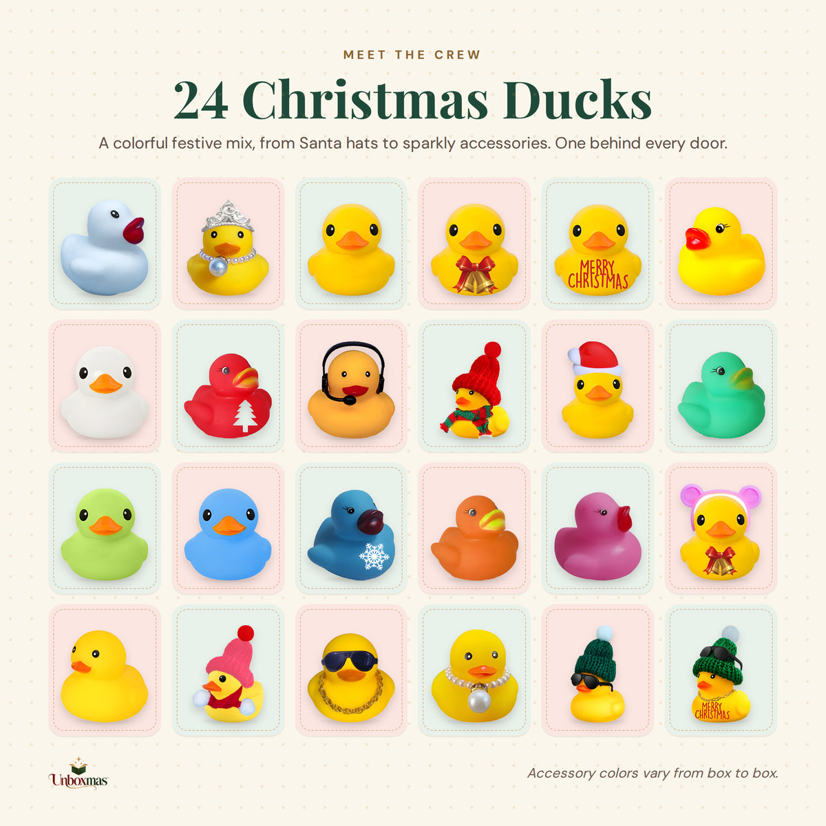 All 24 Christmas Ducks: a colorful festive mix